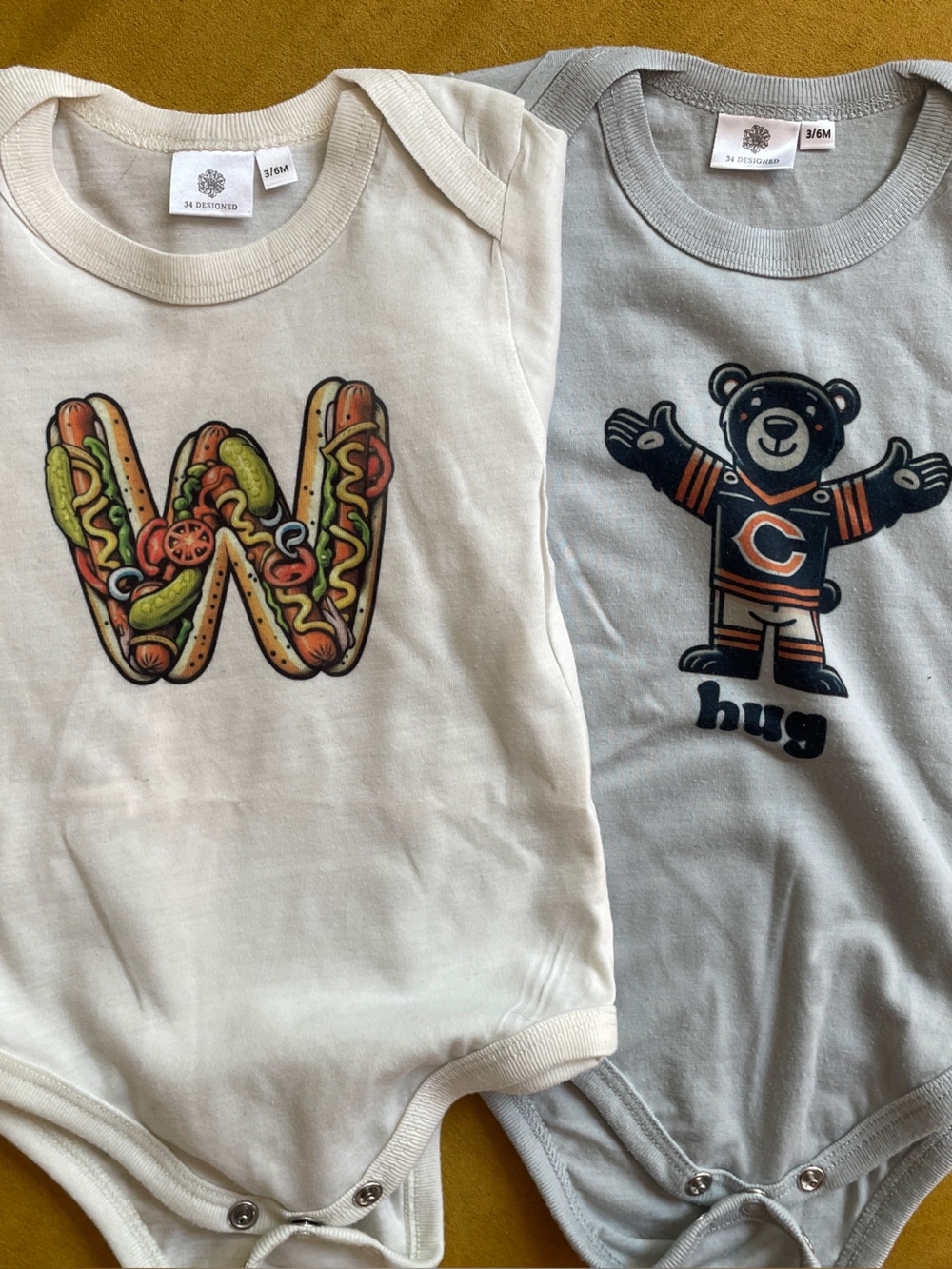 2 Chicago onesies, 3-6 mos